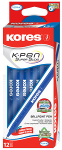 Kores Stylo à bille jetable K-Pen Super Slide K, bleu