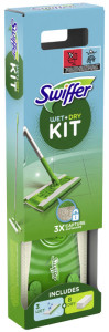 Swiffer Kit de démarrage balai, lingettes humides/sèches