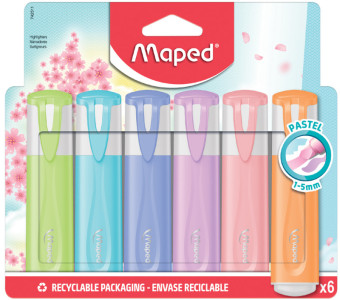 Maped texte Mark FLUO'PEPS classique PASTEL, cas 6er