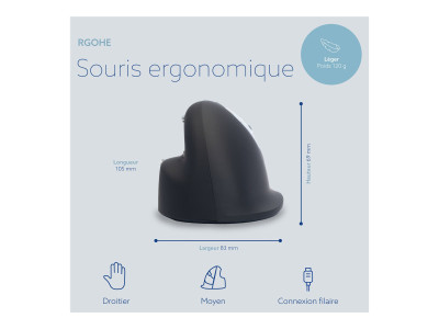 R-Go Tools HE Mouse, Souris ergonomique droitier filaire Moyen