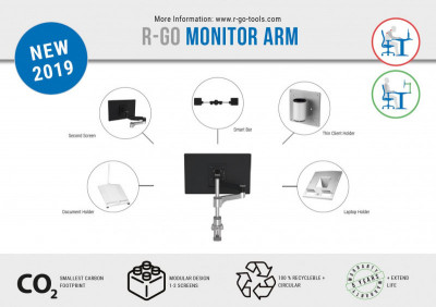 R-Go Tools R-Go Zepher 4 C2, Bras d'écran circulaire fixation bureau