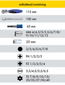 HEYTEC Jeu de douilles et embouts, 1/4