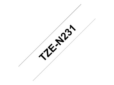 Brother : TZE-N231 NON-LAMINATED tape 12MM 8M BLACK ON WHITE