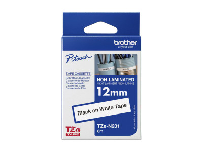 Brother : TZE-N231 NON-LAMINATED tape 12MM 8M BLACK ON WHITE