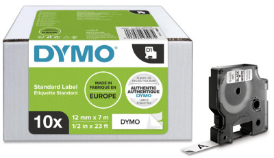 DYMO D1 Cassette de ruban à étiqueter, 9 mmx7 m, pack de 10