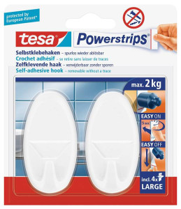 tesa Powerstrips Crochet adhésif LARGE, oval, chrome