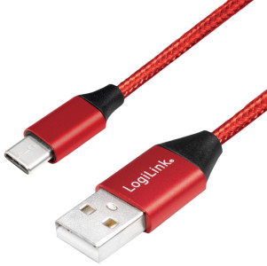 LogiLink Câble USB 2.0, USB-A - USB-C mâle, 0,3 m, noir