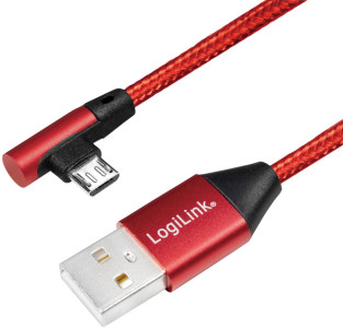 LogiLink Câble USB 2.0, USB-A - Micro USB, 1,0 m, rouge