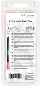 Tombow Stylo de calligraphie Fudenosuke fluo, kit de 6