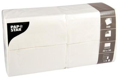 PAPSTAR serviettes, 330 x 330 mm, 1 couche, blanc