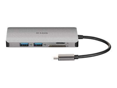 D-Link : 8-IN-1 USB-C HUB avec HDMI ETHERNET/CARD READER/PDELIVERY