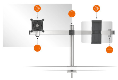 DURABLE Monitorhalterung, 1 Monitor und Tablet, Tischklemme
