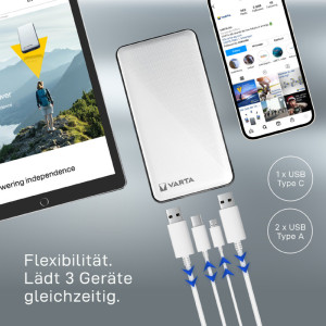 VARTA Mobiler Zusatzakku Power Bank Energy 5000, weiß