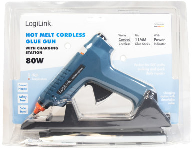 LogiLink Pistolet à colle, 80 watts, sans câble, bleu