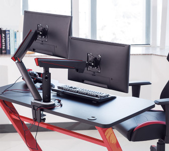 LogiLink Gaming Doppel-Monitorarm, Armlänge: 480 mm, schwarz