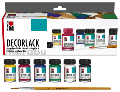 Marabu Peinture acrylique Decorlack, set de démarrage 6x15ml