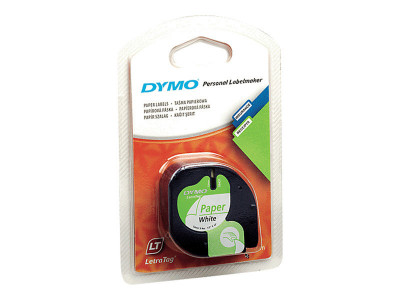 Dymo : PAPER tape 12MMX4M BLACK avec HITE