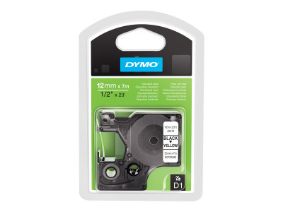 Dymo : D1 - tape DYMo 12MMX7M BLACK/YELLOW