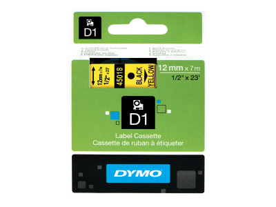 Dymo : D1 - tape DYMo 12MMX7M BLACK/YELLOW