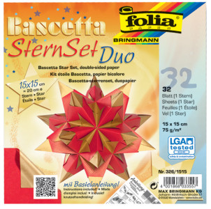 folia Feuilles de papier pliable étoile Bascetta, 75 g/m2