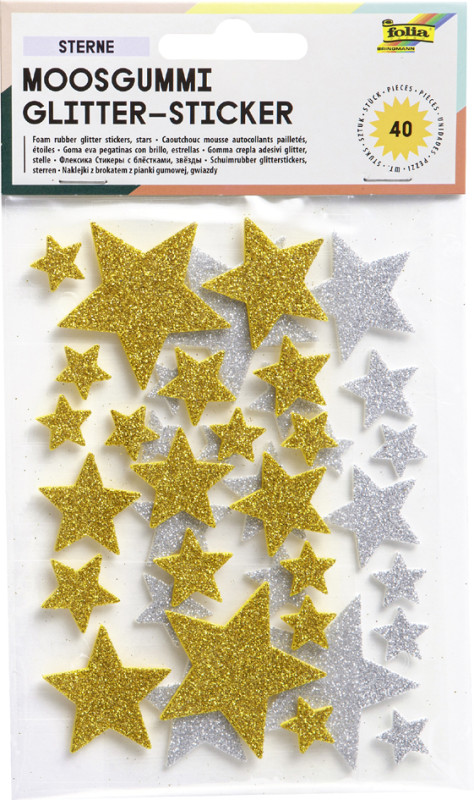 10 autocollants stickers - étoiles dorées pailletées - prêts à coller - Un  grand marché