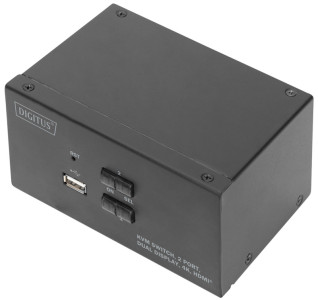 DIGITUS Commutateur KVM, 2 ports, double affichage, 4K, HDMI