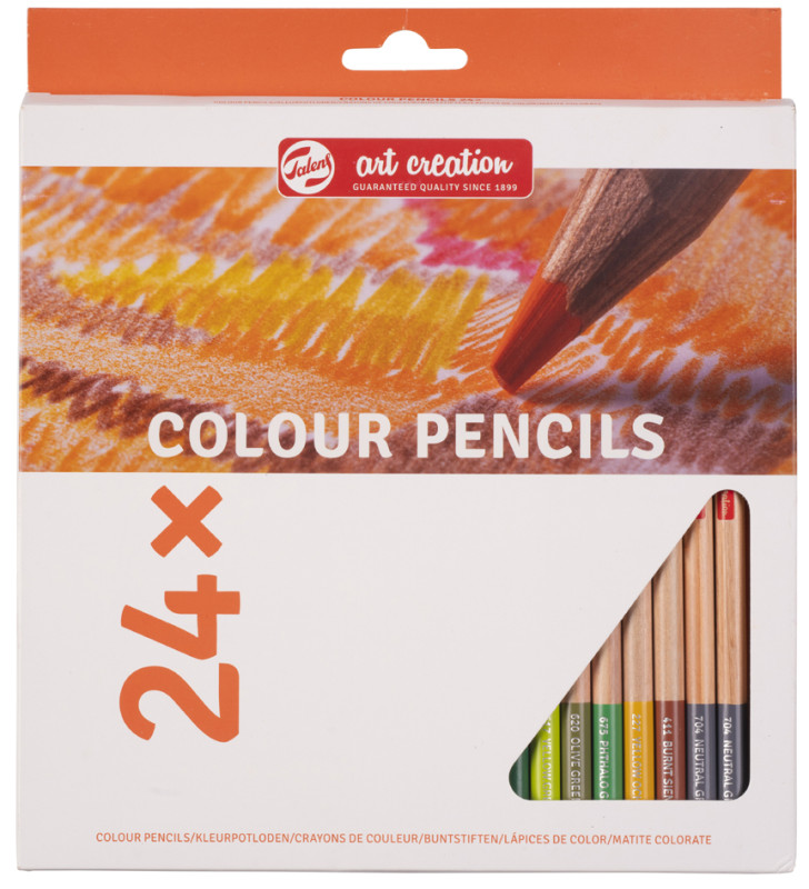 COLORED PENCILS Etui 24 crayons bois hexagonaux couleurs assorties