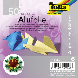 folia Feuille à plier en aluminium, 100 x 100 mm, assorti