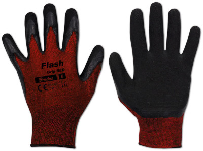 Bradas Gants de travail Flash Grip RED, noir/rouge, M