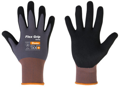 Bradas Gants de travail Flex Grip Sandy, noir/gris, M