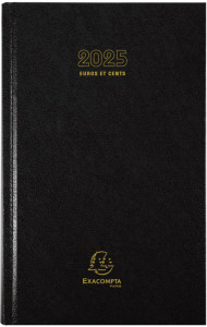 EXACOMPTA Agenda Carré Euro/Cents, 2019, 135 x 210 mm, noir