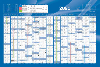 QUO VADIS Calendrier 2024, 650 x 430 mm horizontal, bleu