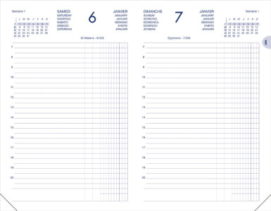 LECAS Agenda Carré 1 jour Travers 2019, 140 x 220 mm, noir