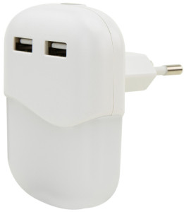 ANSMANN Lampe d'orientation à LED NL15AC, 2x port USB, blanc