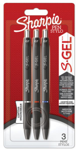 Sharpie Stylo encre gel S-GEL, 0,7 mm, bleu, blister de 3