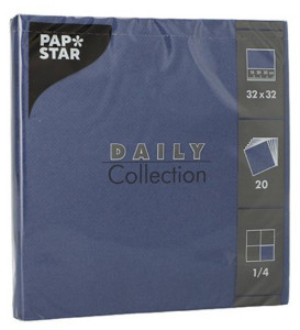 PAPSTAR Serviettes, 330 x 330 mm, 3 couches, bleu foncé