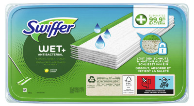 Swiffer Lingettes humides antibactériennes, recharge de 20