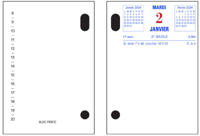 Exacompta Bloc de bureau Bloc-Pratic 2022, date à gauche