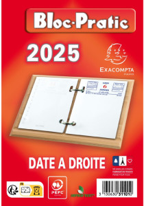 Exacompta Bloc de bureau Bloc-Pratic 2022, date à gauche