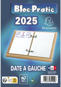 Exacompta Bloc de bureau Bloc-Pratic 2022, date à gauche