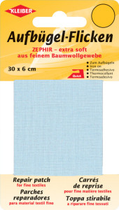 KLEIBER Patch thermocollant Zephir, 300 x 60 mm, bleu moyen
