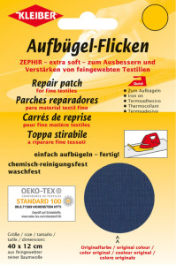 KLEIBER Patch thermocollant Zephir, 400 x 120 mm, bleu clair