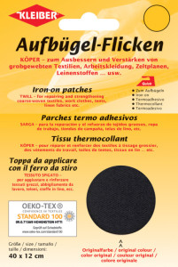 KLEIBER Patch thermocollant Köper, 400 x 120 mm, gris foncé