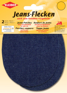 KLEIBER Patch thermocollant ovale pour jeans, bleu clair