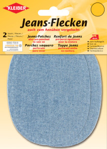 KLEIBER Patch thermocollant ovale pour jeans, bleu clair