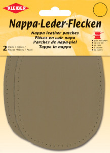 KLEIBER Patch en cuir nappa, 125 x 100 mm, gris clair