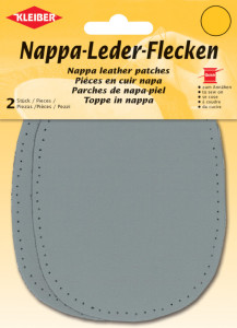 KLEIBER Patch en cuir nappa, 125 x 100 mm, gris foncé