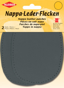 KLEIBER Patch en cuir nappa, 125 x 100 mm, gris foncé