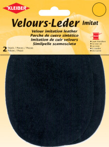 KLEIBER Patch imitation cuir velours, 130x100 mm, bleu foncé