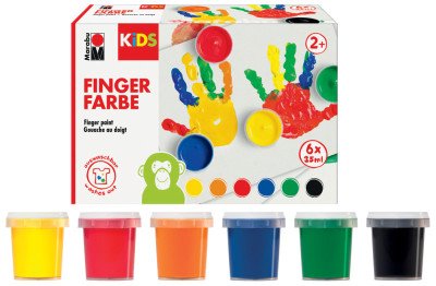 Marabu KIDS Gouache aux doigts, 35 ml, set de 6, assorti